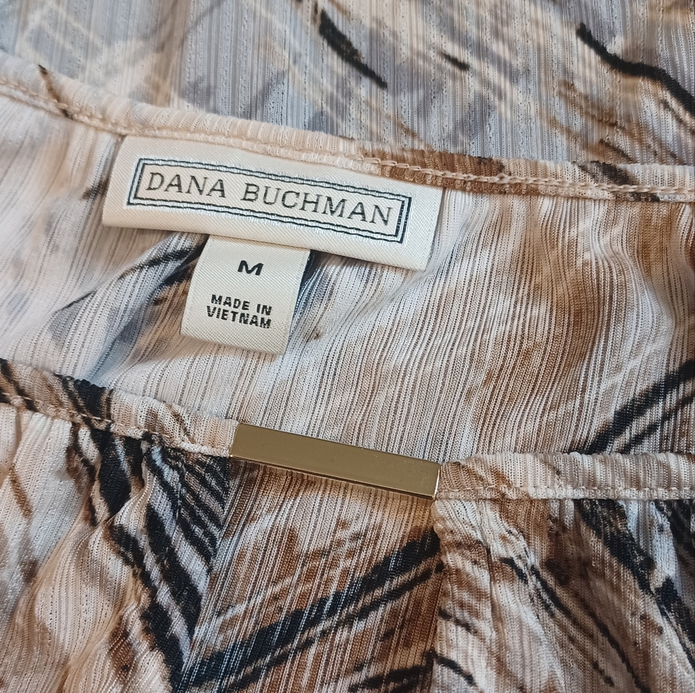 Dana Buchman White, Black & Brown Abstract Pattern Blouse - Picture 10 of 15